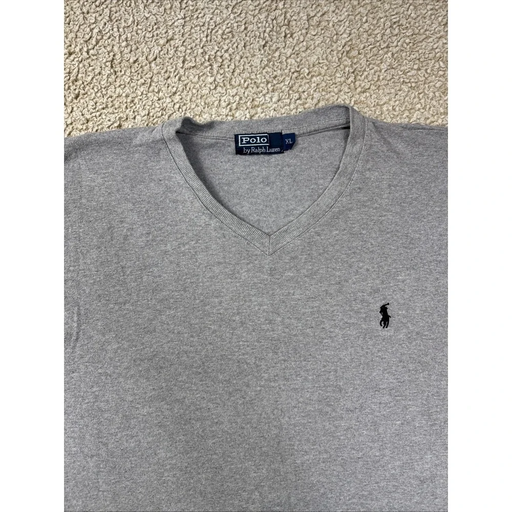 Polo Ralph Lauren Size XL Gray Cotton V Neck T-Shirt New Mens Shirt CLASSIC